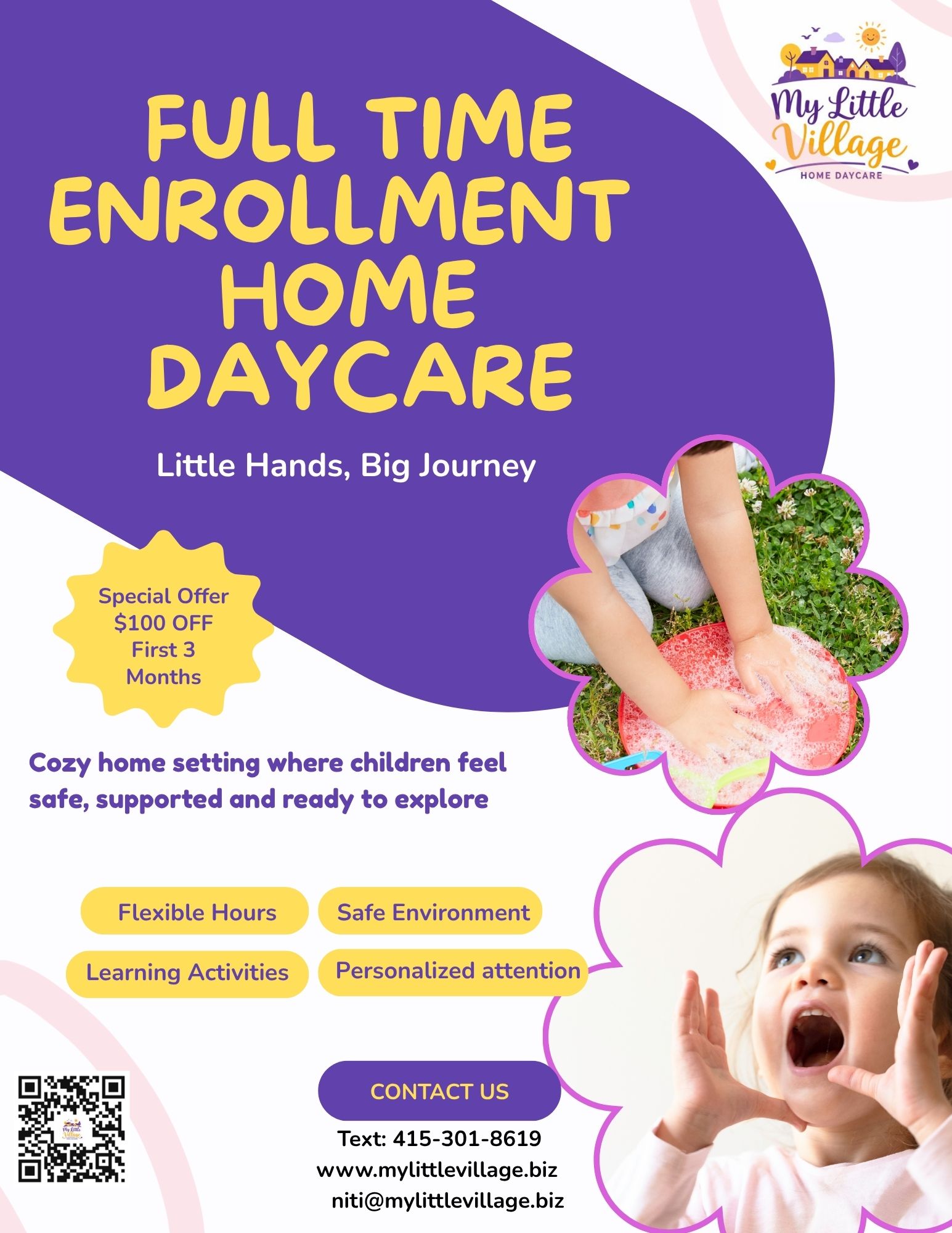 Full time enrollment, $100 off 1st 3 months